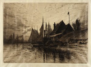 Soirée, port de New York - Henry Farrer