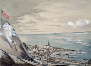 Fort et village de Mackinaw, avec le campement indien, septembre 1842 - Henry Francis Ainslie