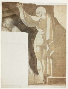 Figure masculine avec bras gauche levé vue de dos, et fragment de vieil homme - Johann Heinrich Füssli
