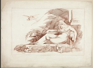 Femme endormie avec un Cupidon - Johann Heinrich Füssli