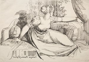 Spécimens de polyautographie : Femme sur un canapé - Johann Heinrich Füssli