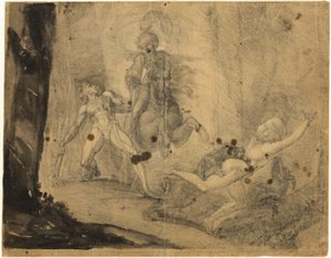 Théodore rencontre dans la forêt le spectre de son ancêtre Guido Cavalcanti, chassant avec des dogues son ancienne maîtresse méprisante - Johann Heinrich Füssli