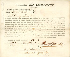 Serment de loyauté de Henry Gambs du Missouri, Comté de St. Louis - Henry Gambs