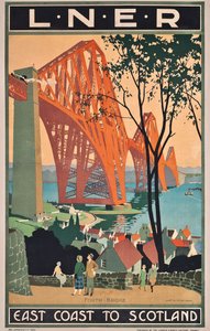 Affiche de la London and North Eastern Railway faisant la publicité des voyages sur la côte est vers l