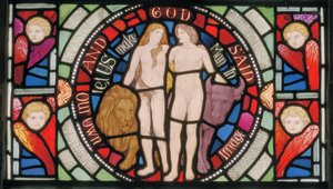Adam et Ève, détail de la fenêtre Benedicite - Henry Holiday