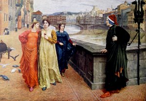 Dante Alighieri rencontrant sa muse Béatrice Portinari à Florence - Henry Holiday