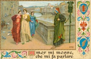Le poète italien Dante Alighieri et Beatrice Portinari - Henry Holiday