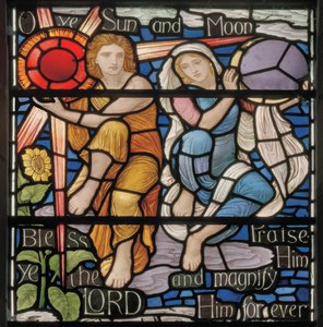 Ô vous soleil et lune, détail de la fenêtre Benedicite - Henry Holiday