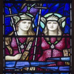 Yeovil, St John The Baptist, Lowndes & Drury, Henry Holiday, Anges au ciel, 1917-18 - Henry Holiday