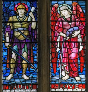 Yeovil, St John The Baptist, Lowndes & Drury, Henry Holiday, Vérité & Amour, 1917-18 - Henry Holiday