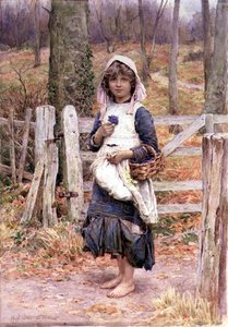Fille tenant une fleur - Henry James Johnstone