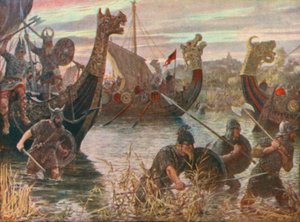 Un raid danois (lithographie couleur) - Henry Justice Ford