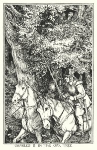 Charles II dans le chêne (lithographie) - Henry Justice Ford