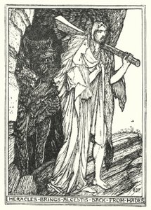 Héraclès ramène Alceste des Enfers (lithographie) - Henry Justice Ford
