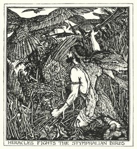 Héraclès combat les oiseaux de Stymphale (litho) - Henry Justice Ford