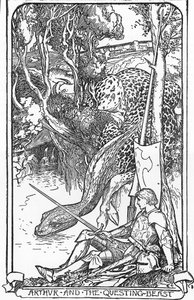 Le roi Arthur et la Bête de Quête Illustration par HJ Ford (1860-1940) de « Le livre de la romance » 1902 Collection privée - Henry Justice Ford