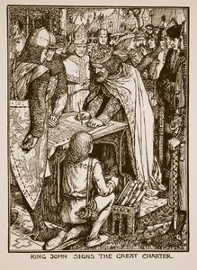 Le roi Jean signe la Grande Charte, illustration de 