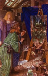 Léonard effraie son père avec le monstre peint sur son bouclier