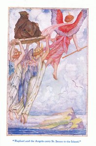 Raphaël et les anges portent Saint Sennan à l