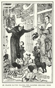 Saint François Xavier enseigne le catéchisme aux enfants japonais - Henry Justice Ford