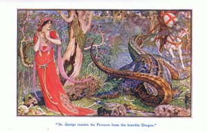 Saint Georges sauve la princesse du dragon horrible