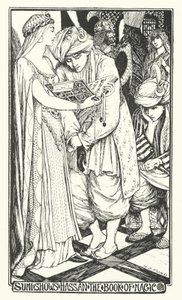 Sumi montre à Hassan le livre de magie (gravure) - Henry Justice Ford