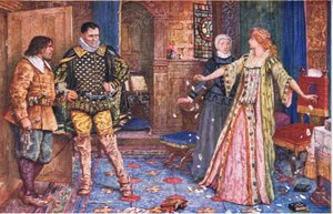 La comtesse de Leicester déchire la lettre de son mari en présence de Varney et Foster, illustration de Kenilworth, c.1910 - Henry Justice Ford