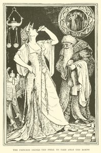 La Princesse boit la fiole pour enlever les cornes - Henry Justice Ford