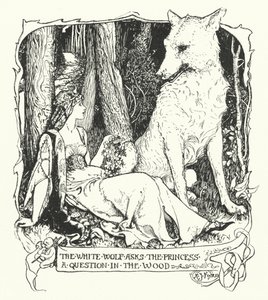 Le loup blanc pose une question à la princesse dans le bois (gravure) - Henry Justice Ford