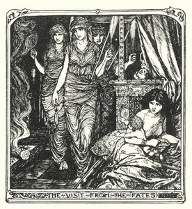 La visite des Parques (lithographie) - Henry Justice Ford