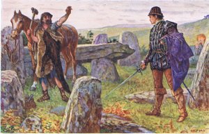 Tresilian confronte le maréchal mystérieux, illustration de Kenilworth, c.1910 - Henry Justice Ford