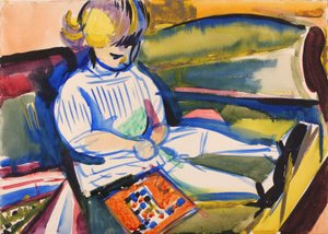 Enfant sur un canapé, vers 1914-1918