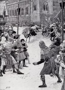 Libération des palefrois lors du couronnement du roi Édouard Ier - Henry Marriott Paget