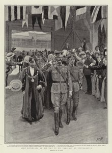 Lord Kitchener en route vers sa voiture à Southampton