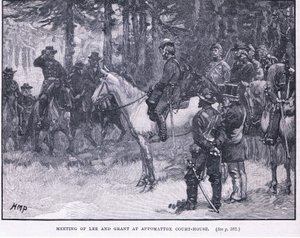 Rencontre de Lee et Grant à Appomattox Court House 1865