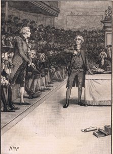 Scène à la Chambre des communes : rupture entre Burke et Fox en 1791