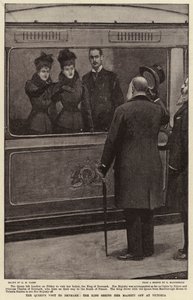 La visite de la reine au Danemark, le roi voyant Sa Majesté partir à Victoria - Henry Marriott Paget
