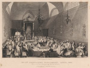 Guillaume IV prorogeant le Parlement, avril 1831. Chambre des Lords : détruite par le feu le 16 octobre 1834 - Henry Melville