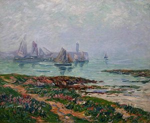 Scène côtière avec bateaux de pêche - Henry Moret