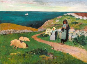 Jeunes filles bretonnes dans le champ - Henry Moret