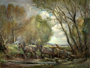 Transport de bois, Stirlingshire, Écosse - Henry Morley