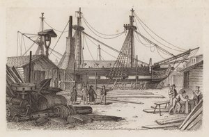 Un navire des Indes occidentales dans la cour de Cox et Curlins, Limehouse - Henry Moses