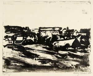 Paysage vallonné avec maisons