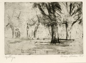 Parc avec deux promeneurs et une lanterne - Henry Nielsen