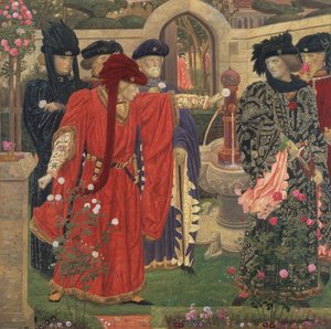 Choisir les roses rouges et blanches dans le jardin du temple - Henry Payne