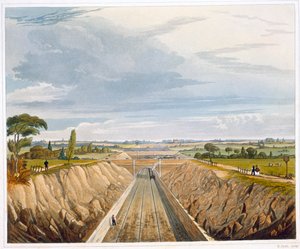 Près de Liverpool, en direction de Manchester, chemin de fer de Liverpool et Manchester, 1833
