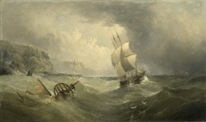 Navires au large dans une mer orageuse, 1874 - Henry Redmore
