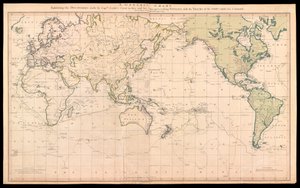 Carte générale présentant les découvertes faites par le capitaine James Cook lors de ce voyage et de ses deux précédents avec les routes des navires sous son commandement - Henry Roberts