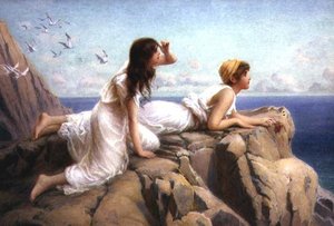 Sur les falaises - Henry Ryland