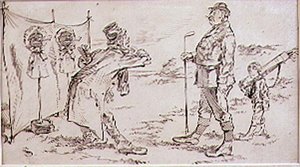 Le Golfeur dérangé par le Vendeur, illustration pour le magazine Graphic, pub. c.1870 - Henry Sandercock